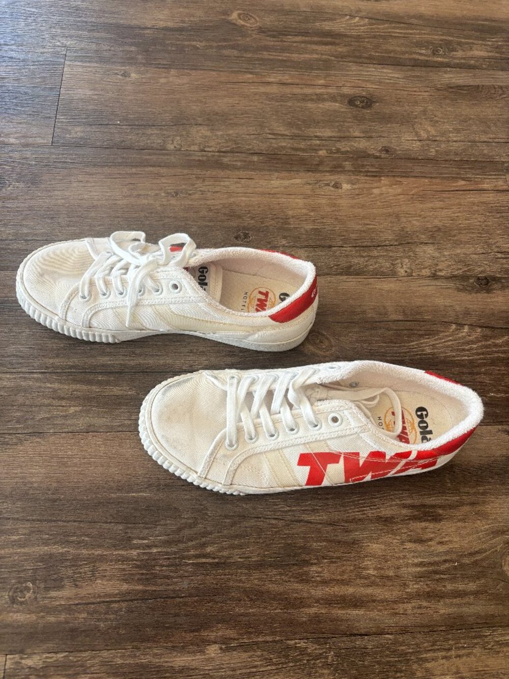 Gola x TWA Low-Top Canvas Sneakers – White/Red Logo